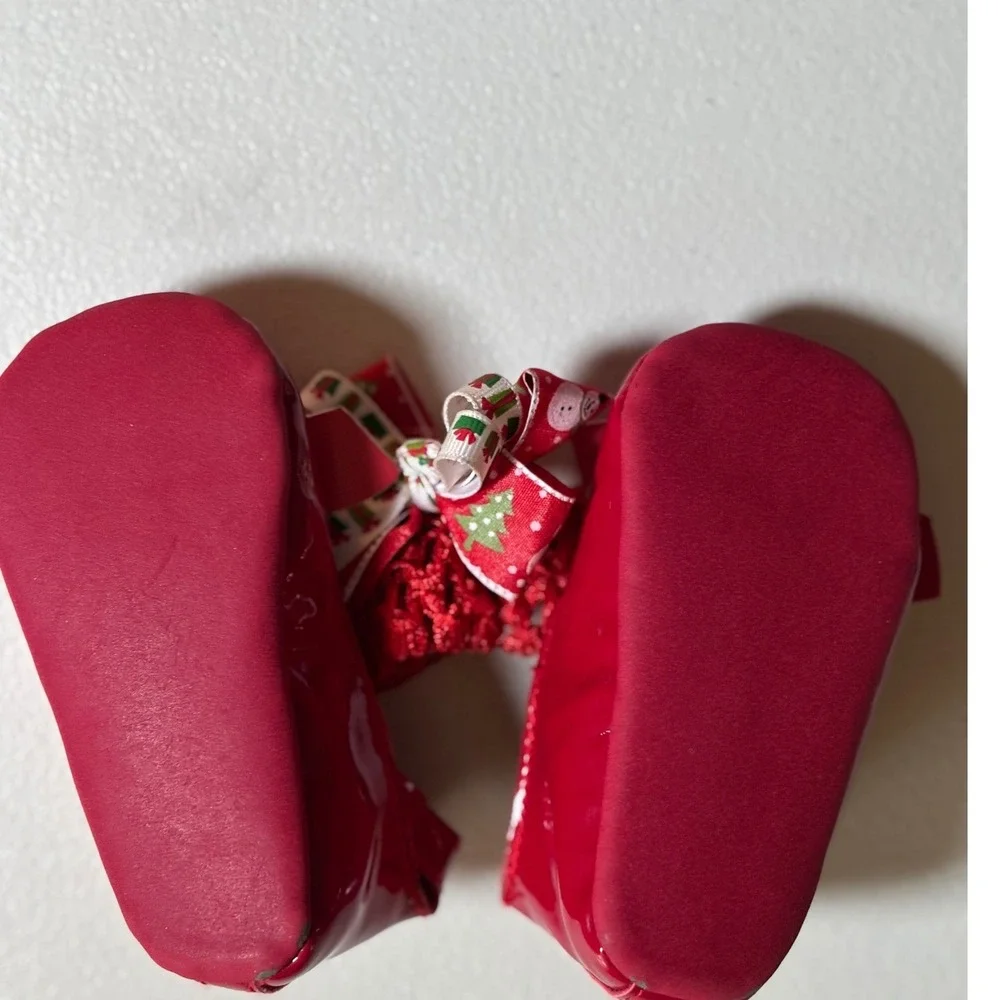 Gymboree Set w/ Red Leather Bow Baby‎ Girls Shoes Size 6-12 Months & Headband